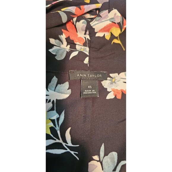 Ann Taylor Neck Tie Semi Sheer Blouse Top Shirt Floral Long Sleeve Floral XS - Picture 8 of 11